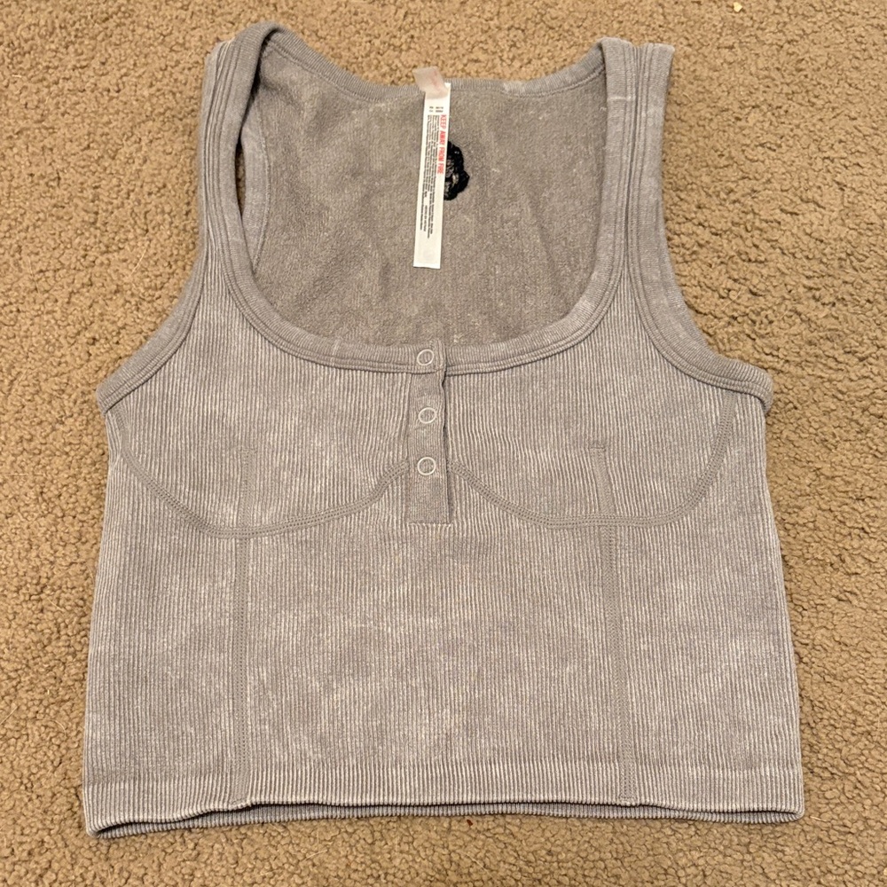 FP Movement by Free People Gray Ribbed Crop Top